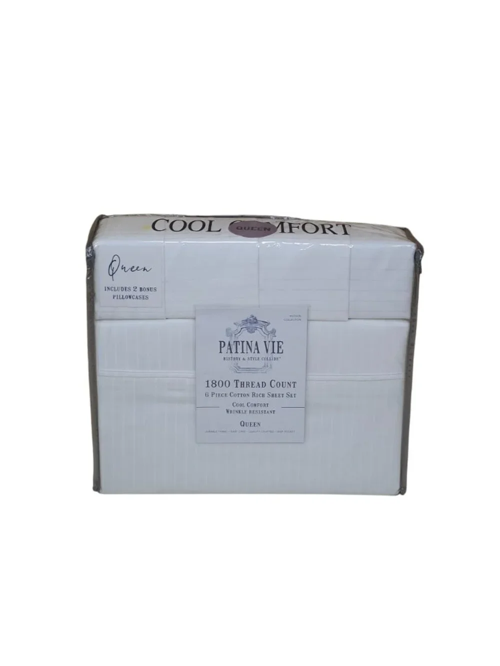 Patina Vie 6-Piece Cotton Rich 1800 Thread Count Queen Sheet Set Cool Comfort